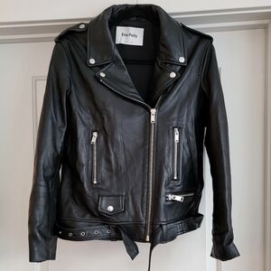 Ena Pelly Oversized Leather Biker Jacket